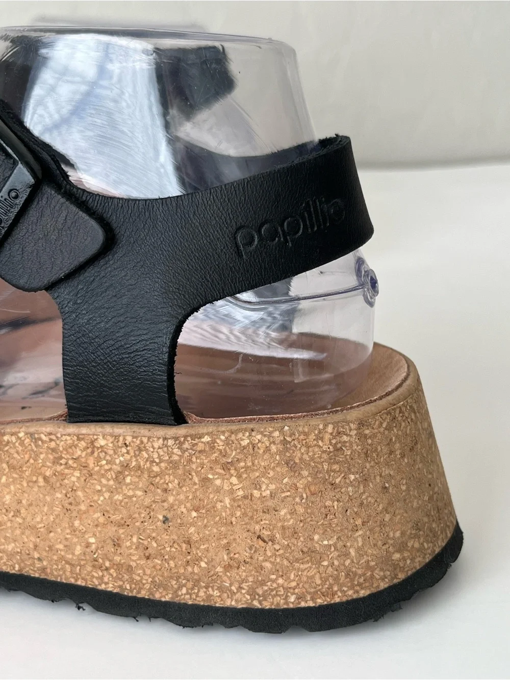 Birkenstock Papillio Glenda black leather platform sandals 38 US 7
